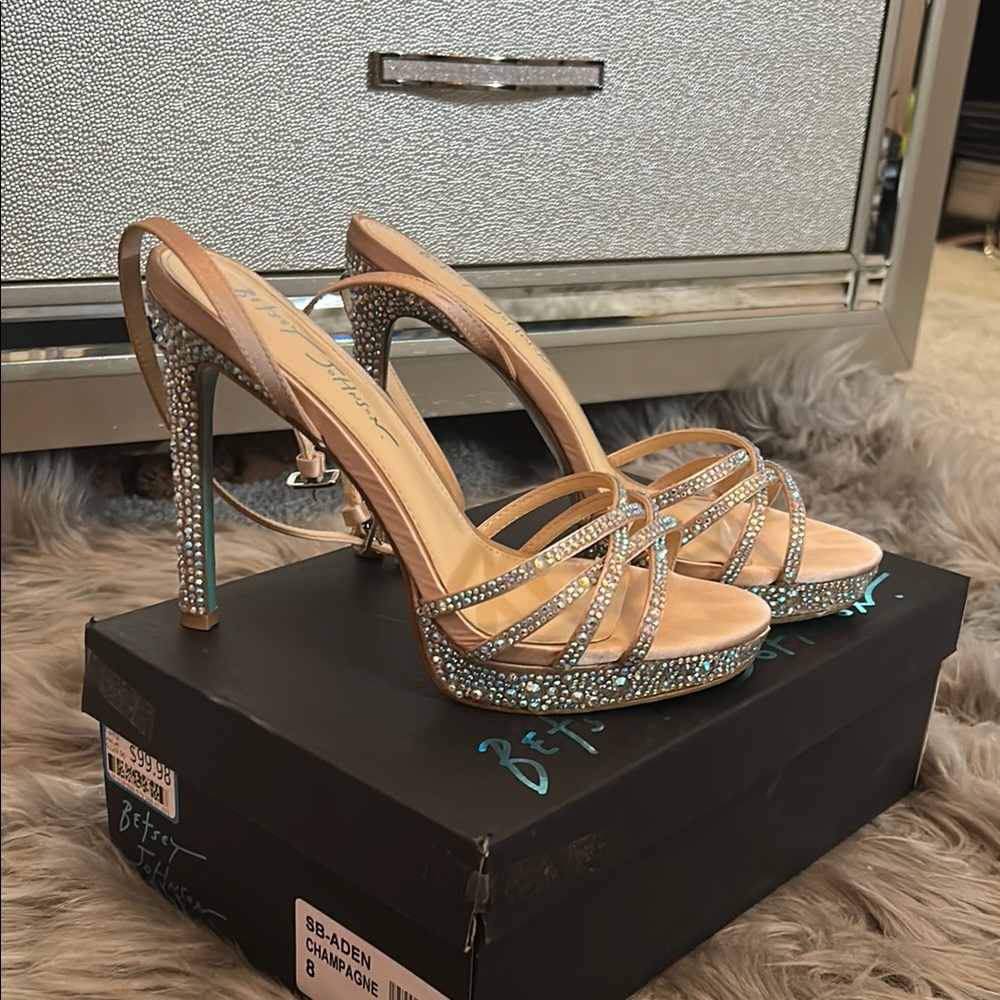 Betsey Johnson Cream Silver Heels